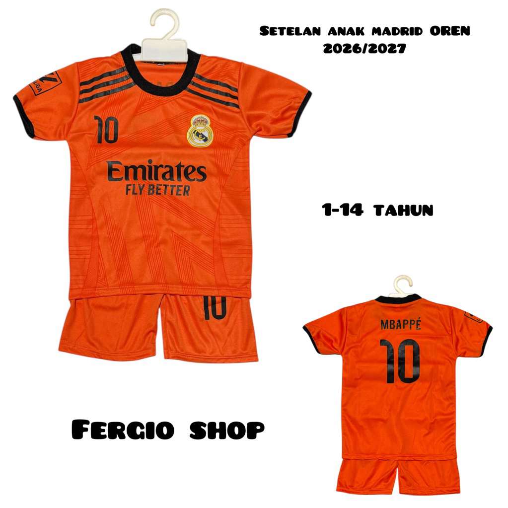 kaos setelan baju bola anak real madrid/ setelan baju bola anak Madrid/ baju bola anak