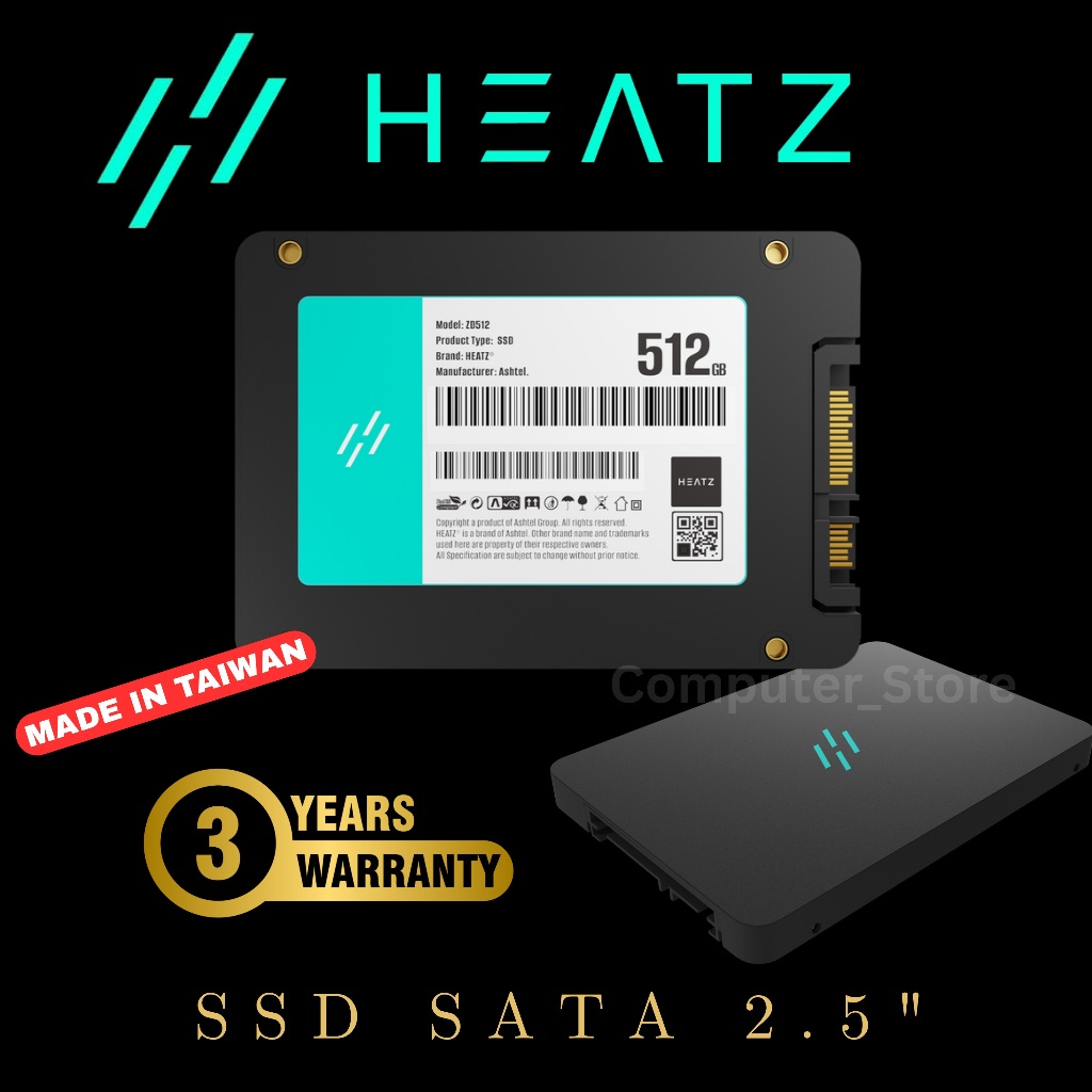 SSD Heatz 128gb 256gb 512gb 1TB Sata 3 Support Windows 10 WIN 11 MacOs Ssd Untuk Asus Lenovo Dell Hp