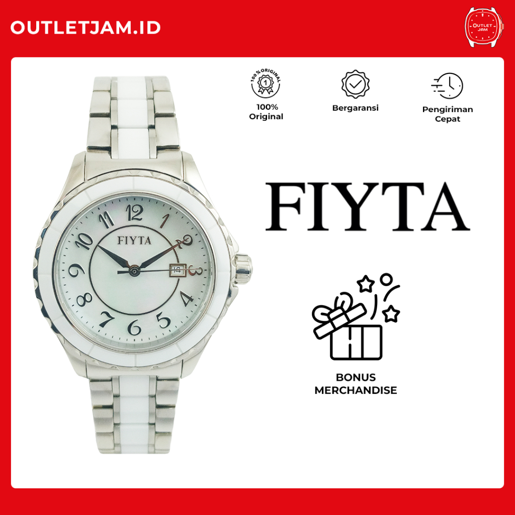 Jam Tangan Wanita FIYTA Eternity Lady Swiss Quartz Original L988.WWW MOP Ceramic Bracelet