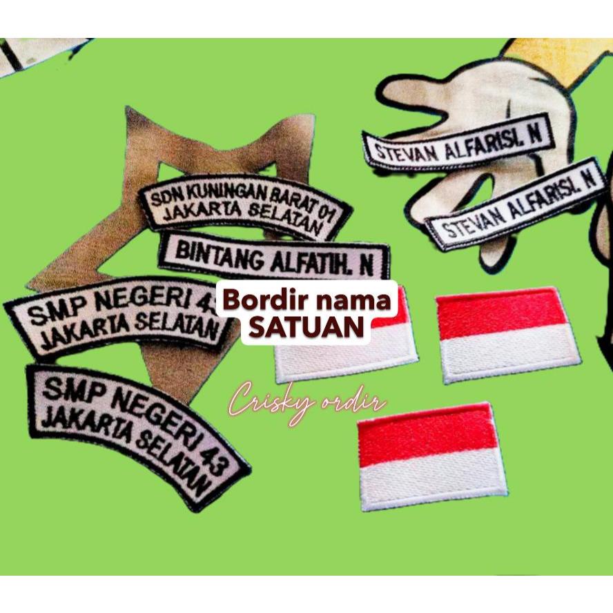Bordir Nama sekolah seragam Nama Dada Satuan
