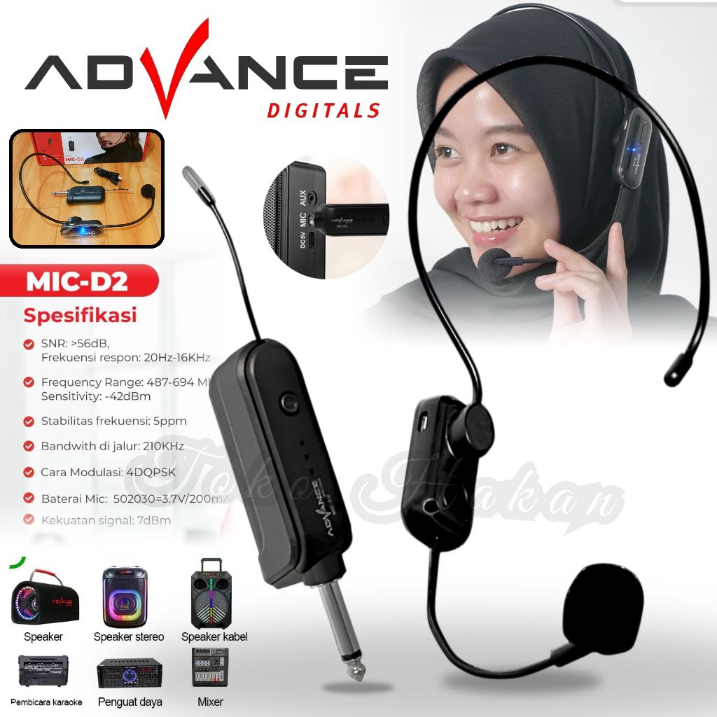 Terlaris~ Mic Bando Wireless Mic Clip On / Microphone Eksternal | Wireless mic headset clip on ADVAN