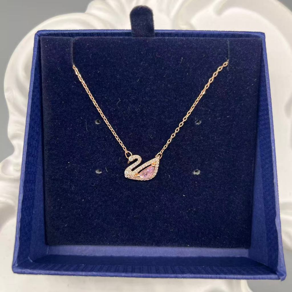 Swarovski Swan Necklace Pink Crystal Swan Crystal Necklace