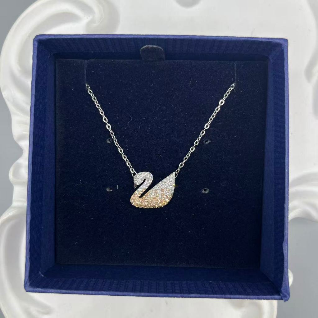 Swarovski Swan necklace pink Zhejiang color changing crystal swan crystal necklace
