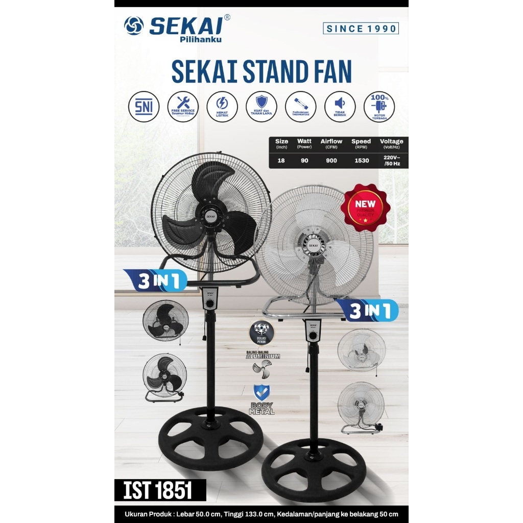 Sekai IST-1851 3in1 Kipas Angin 18 inch - IST 1851