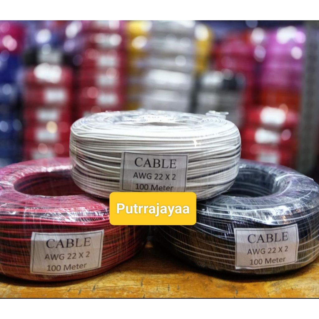 Kabel AWG 22x2 Serabut Tembaga 100m / Kabel Awg22x2 Doubel 100meter