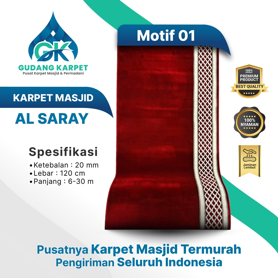 KARPET MASJID AL SARAY ketebalan 20-22 mm KARPET MASJID TURKI METERAN