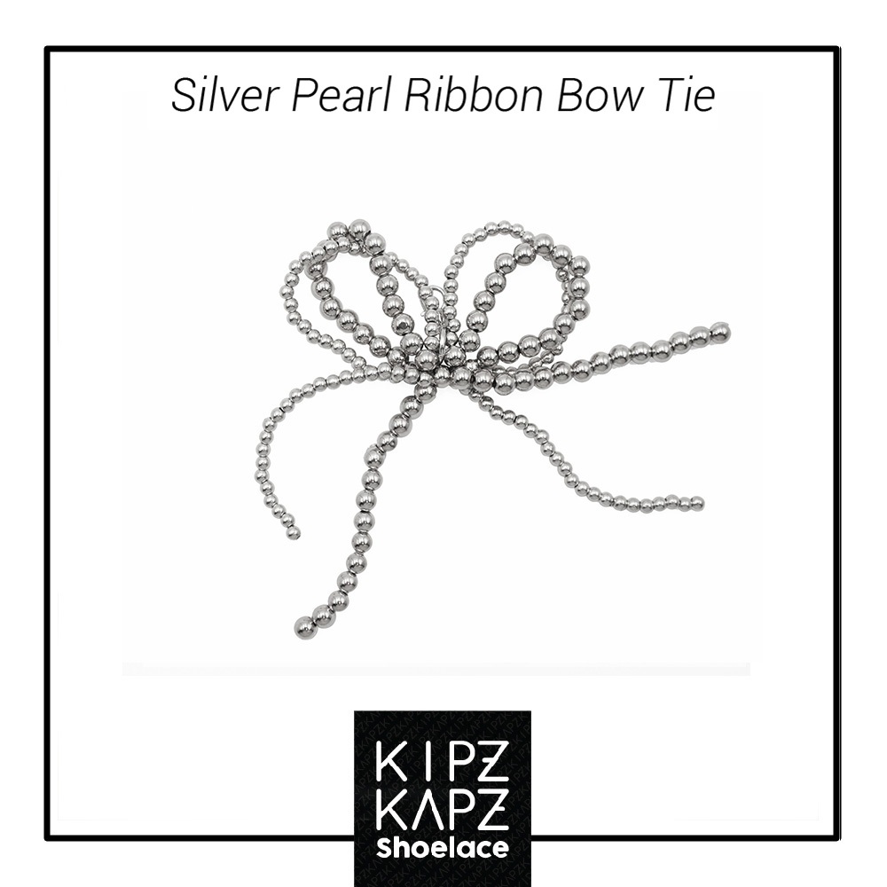 KIPZKAPZ SHOE CHARM - SCF10 - SILVER PEARL BOW TIE