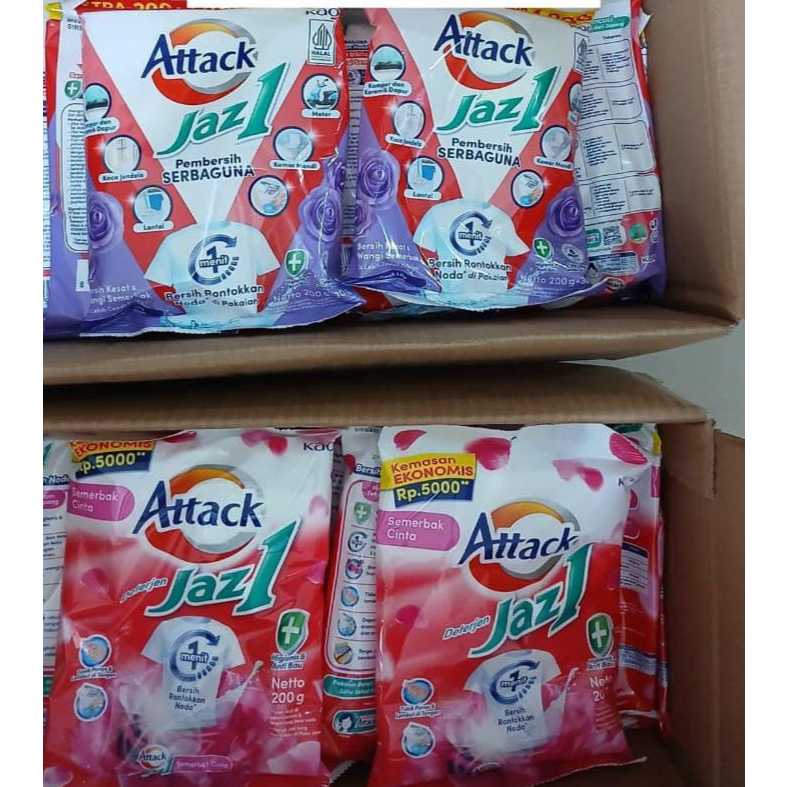 (PROMO 1 DUS ISI 24 PCS) KAO Deterjen Jazz 1  Semerbak Cinta & Pesona Segar 200g