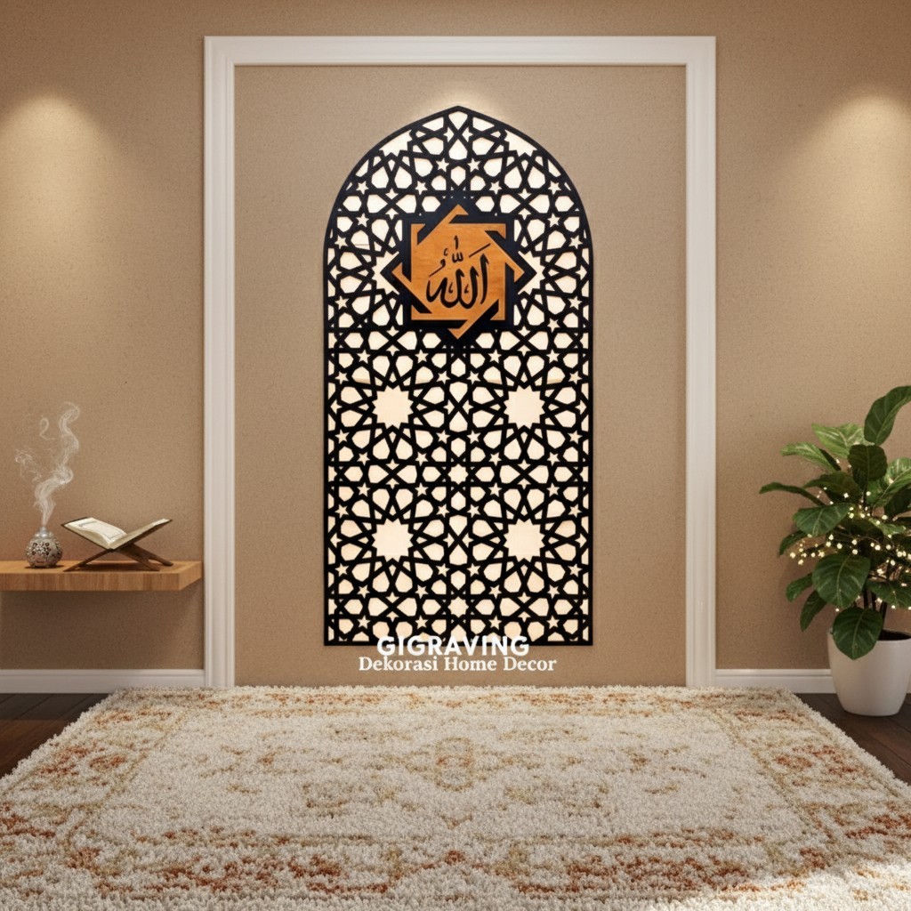 Mihrab Mushola Minimalis Kayu Pajangan Dinding Mihrab Mushola Rumahan