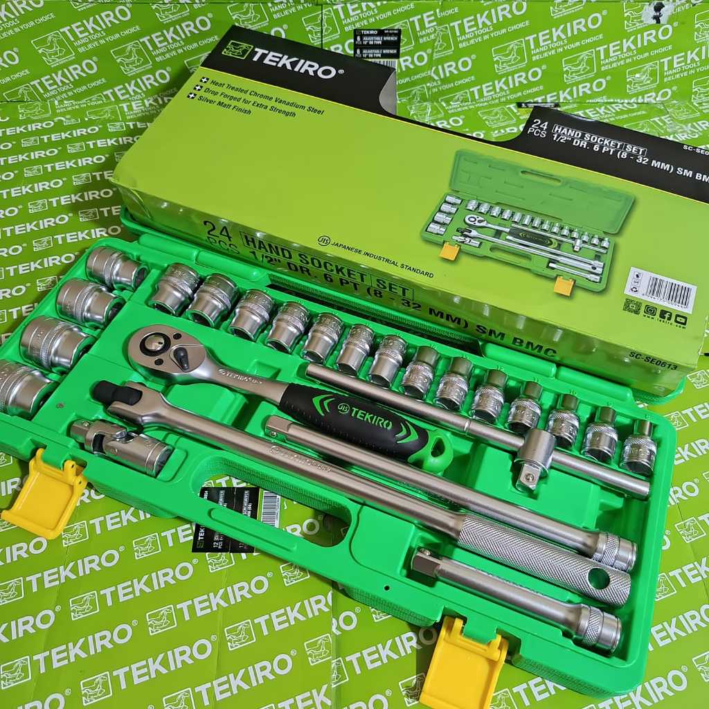 Promo Original Sok 24pcs / Kunci Sock Set 24pcs 8-32 mm PVC TEKIRO Toolskit Hand Mata Sok Shock Sock