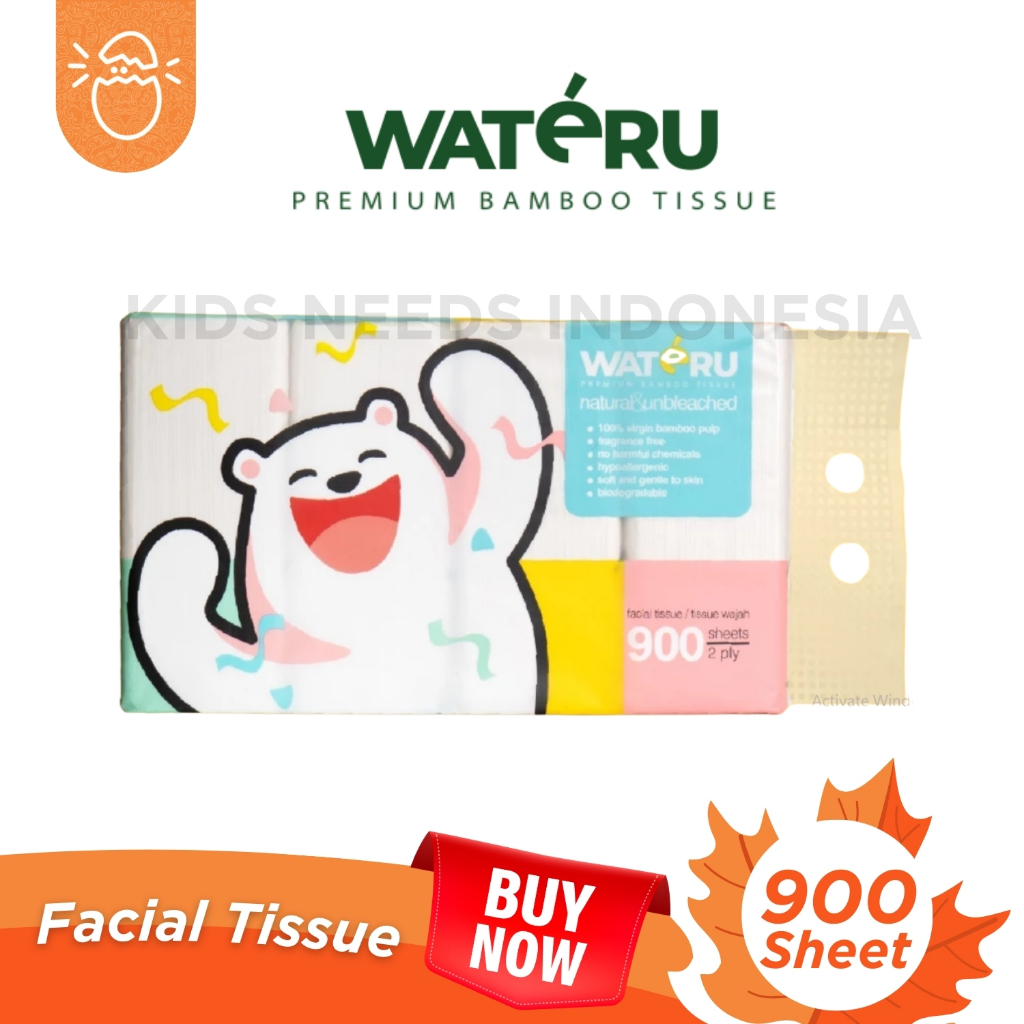 Wateru Tissue Facial 900 Sheets - Premium Bamboo Tisu Wajah