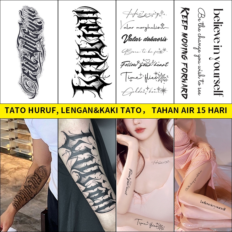 tato huruf, tato lengan, kaki, dada,tato tahan air,Stiker Tato Fruit Ink,15 hari tato temporer anti 
