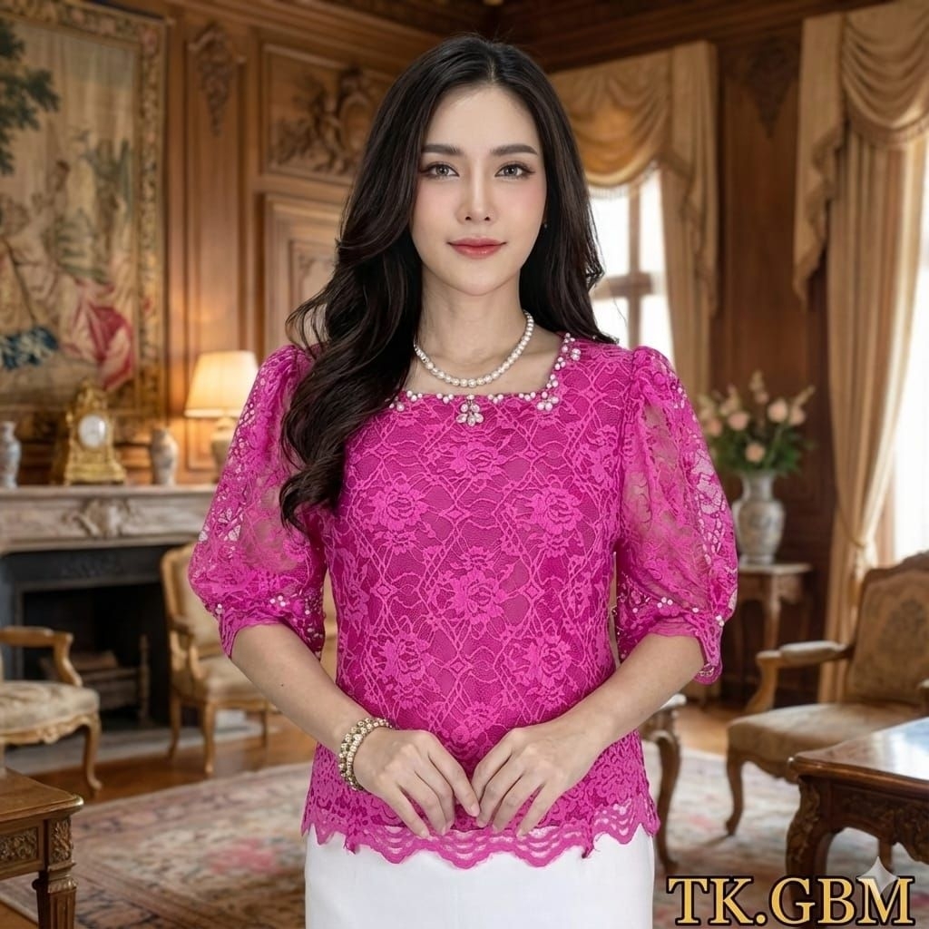 Atasan wanita blus EVE semi kebaya bahan brokat semi prancis ful furing warna teracotta,sage xl-xxxl