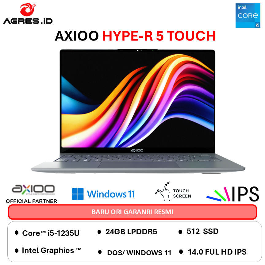 AXIOO HYPE-R 5 TOUCH I5 1235U - RAM 24GB 512GB WINDOWS11 14.0FHD IPS