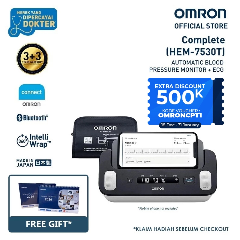 Omron BPM HEM-7530T (OMRON Complete) Tensimeter Digital + EKG