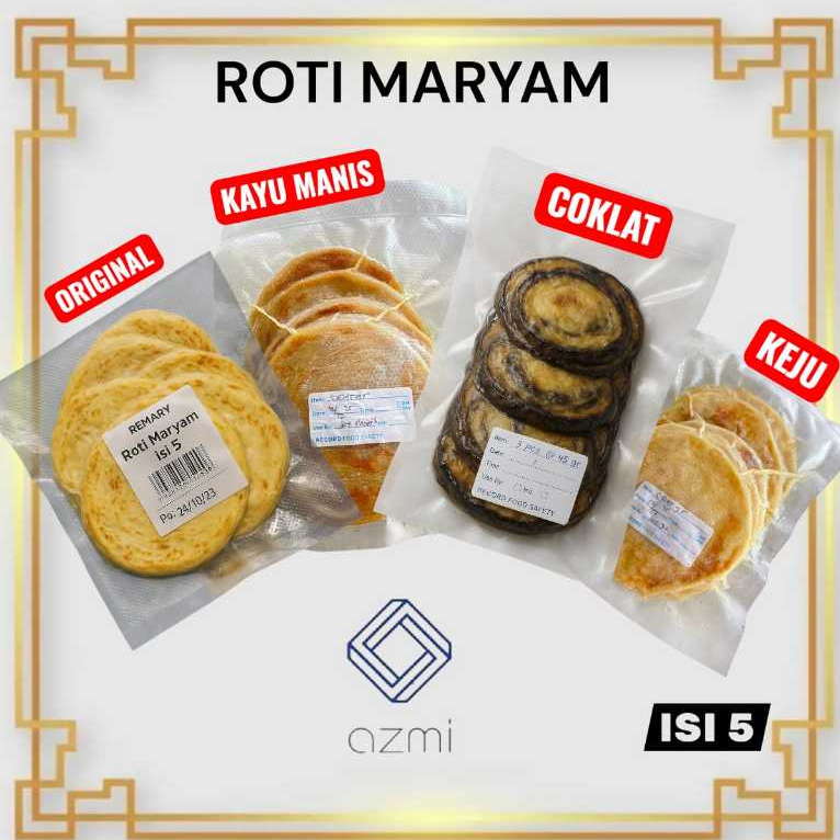 Roti Maryam Mini / Roti Canai / Roti Cane Frozen Rasa Original / Coklat / Keju / Kayu Manis 5 Pcs Mi