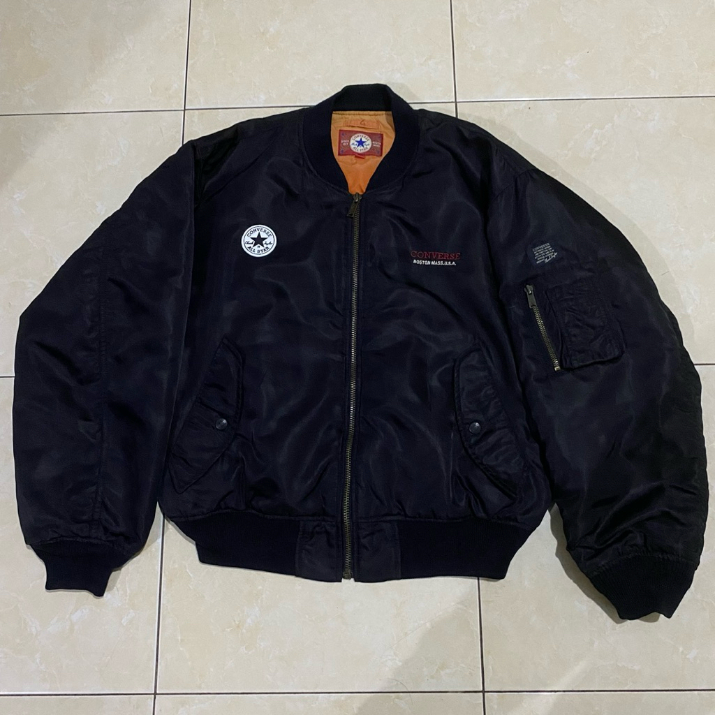 Converse Bomber Custom Patch Boots Boxy Black Jacket