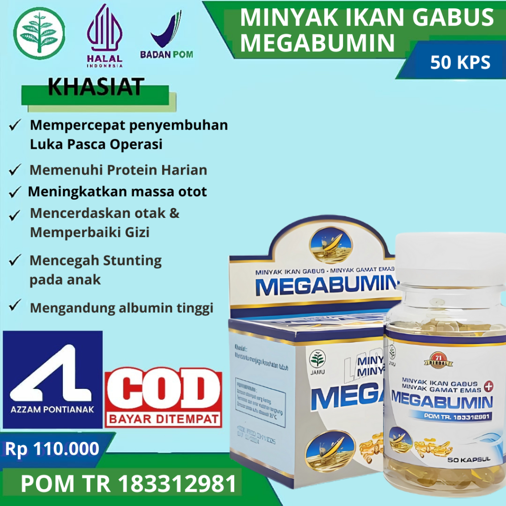 Megabumin Minyak Ikan Gabus Gamat 50 Kapsul