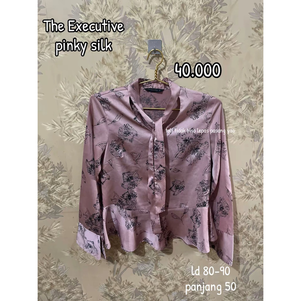 blouse pink motif blouse wanita blouse kerja blouse the executive