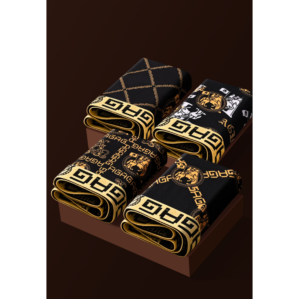 PAKET 4 PCS Celana Dalam Boxer Pria Motif AGAG Polyester Adem Antibakteri | BoxerKu 001