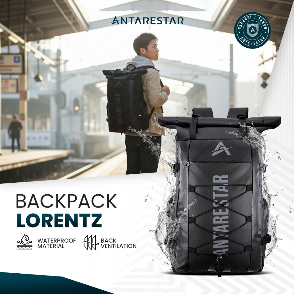 ANTARESTAR Official - BACKPACK LORENTZ TAS LAPTOP WATERPROOF TAS BACKPACKER TAS TRAVELLING ANTI AIR 
