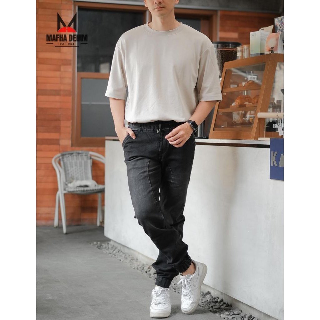Joger celana pria slim fit bahan tebal melar