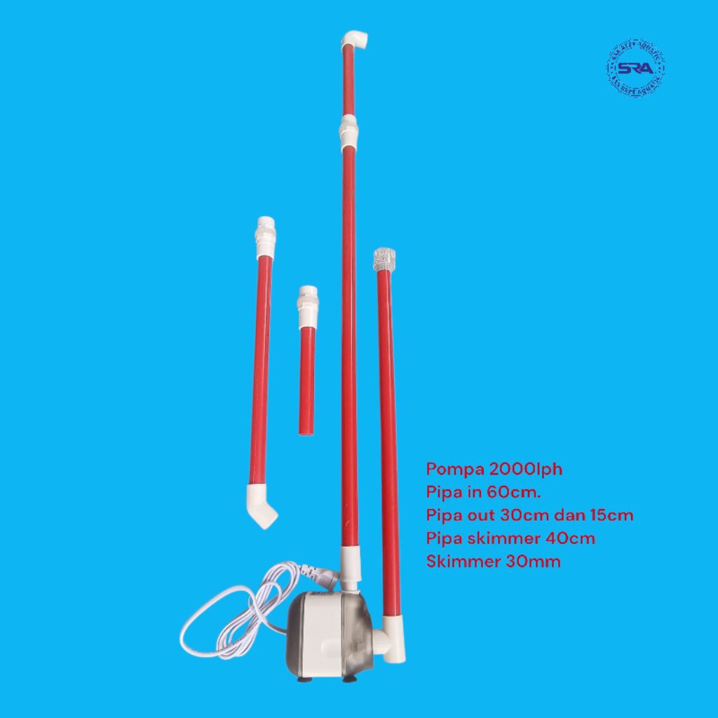 pipa set pompa top filter wet dry. filter talang, filter aquarium