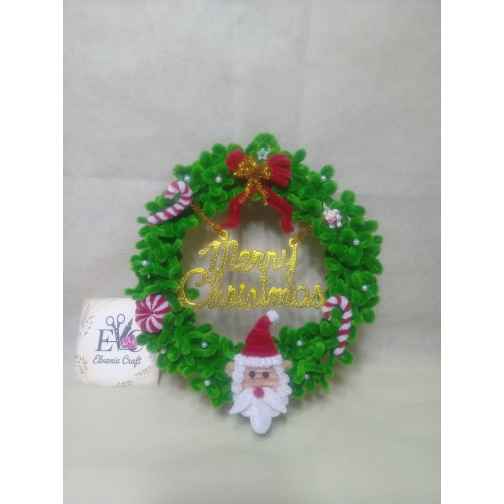 Hiasan pintu Natal kawat bulu | Krans | Gantungan pintu | Hiasan dinding | Ring rotan