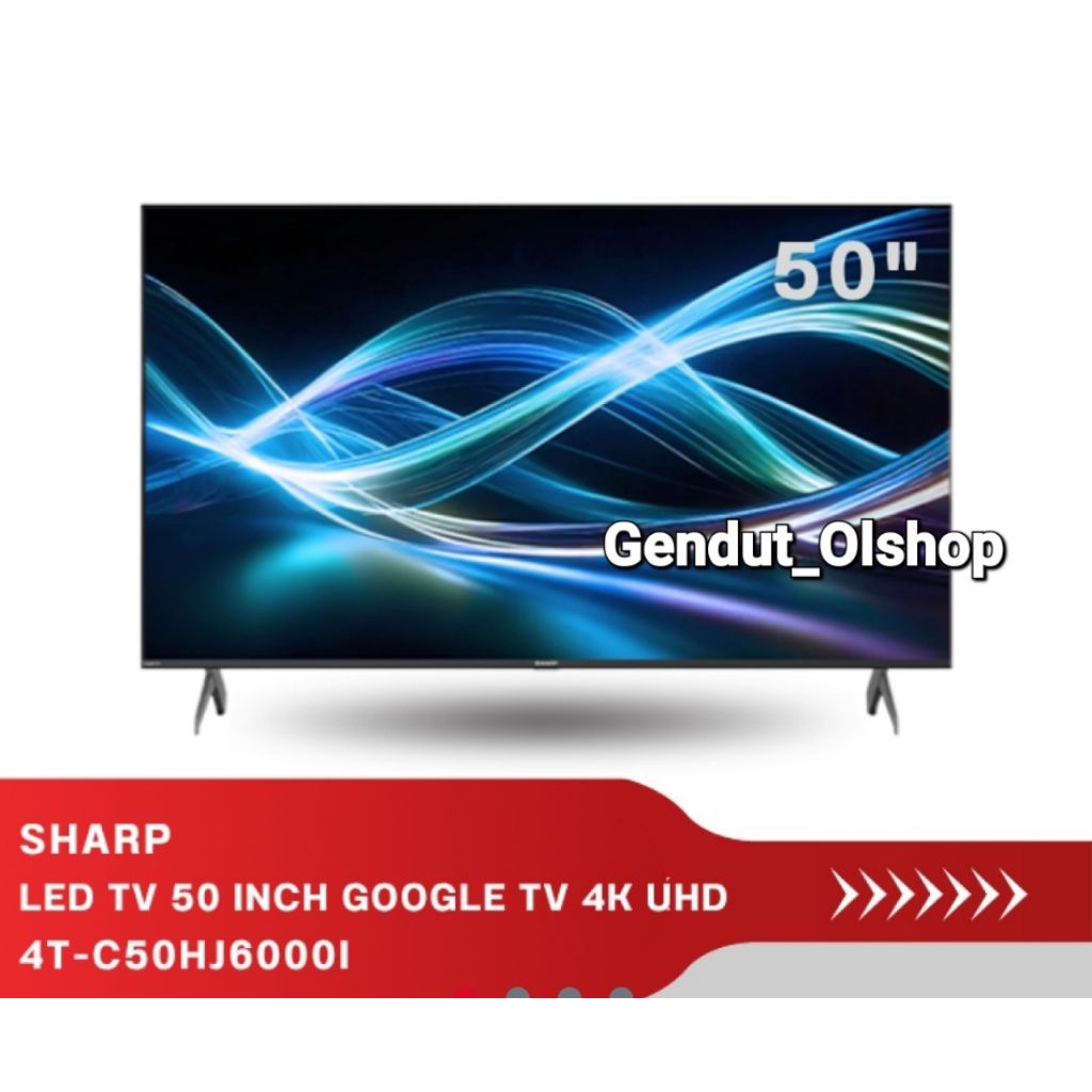 (Khusus Wilayah Kota Palembang)Led TV 50 Inch Sharp Frameless 4K UHD Google TV 4T-C50HJ6000I,SMART A