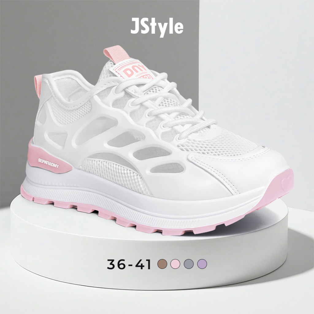 JS Sepatu Olahraga Wanita Sneaker Kekinian Sneakers Ringan Sport Shoes Spatu Padel SP429A