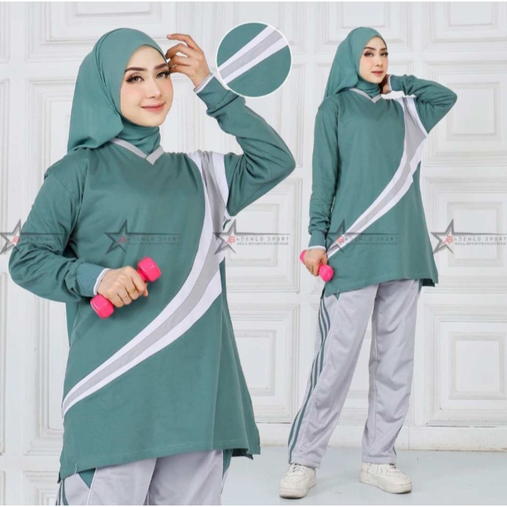 Setelan Tunik KNew/Olahraga wanita muslimah/Setelan senam Wanita Tunik/Baju Senam/Stelan senam tunik