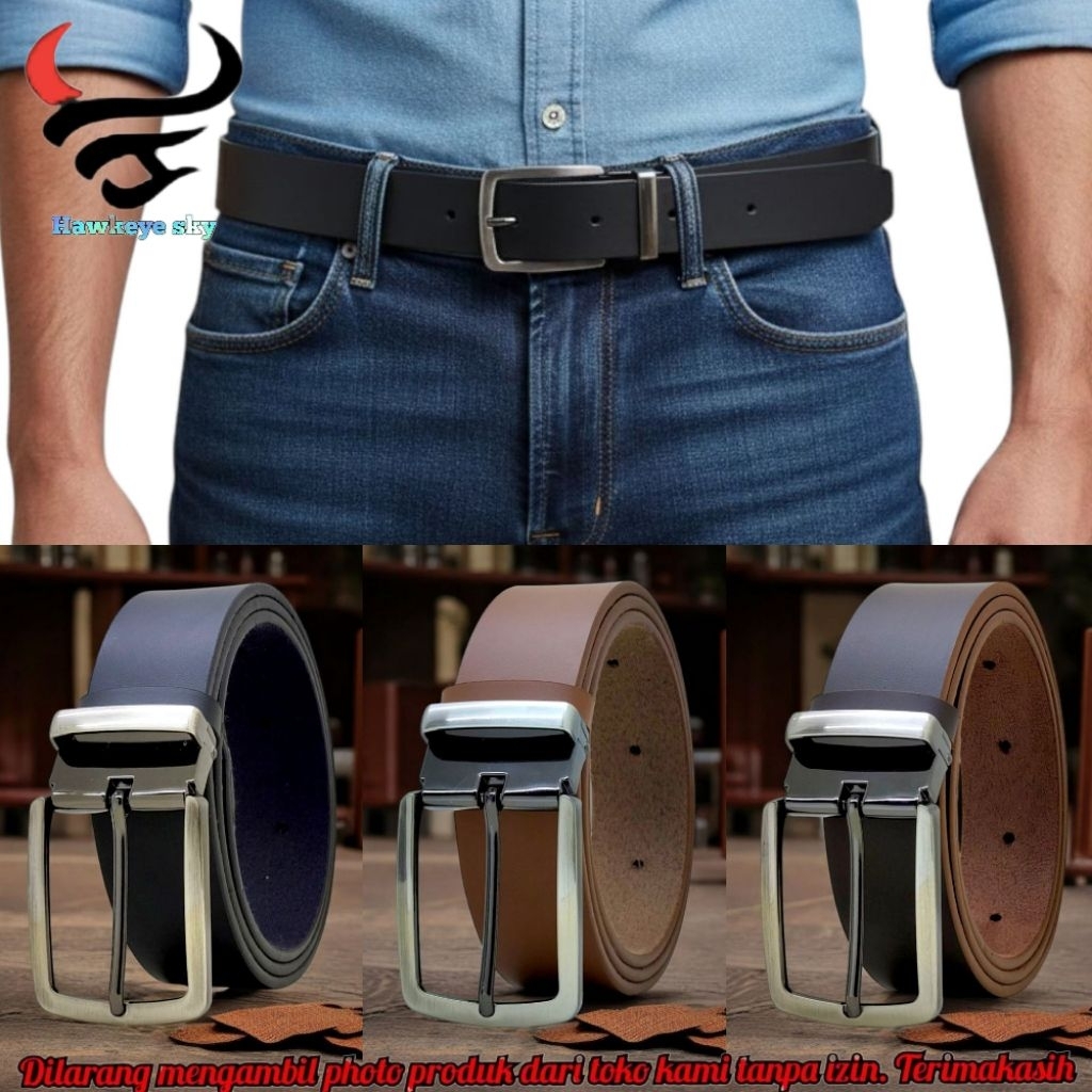 ikat pinggang kulit MURAH pria 120/150/170/200cm simpel model jarum sabuk gesper PREMIUM pria kulit 