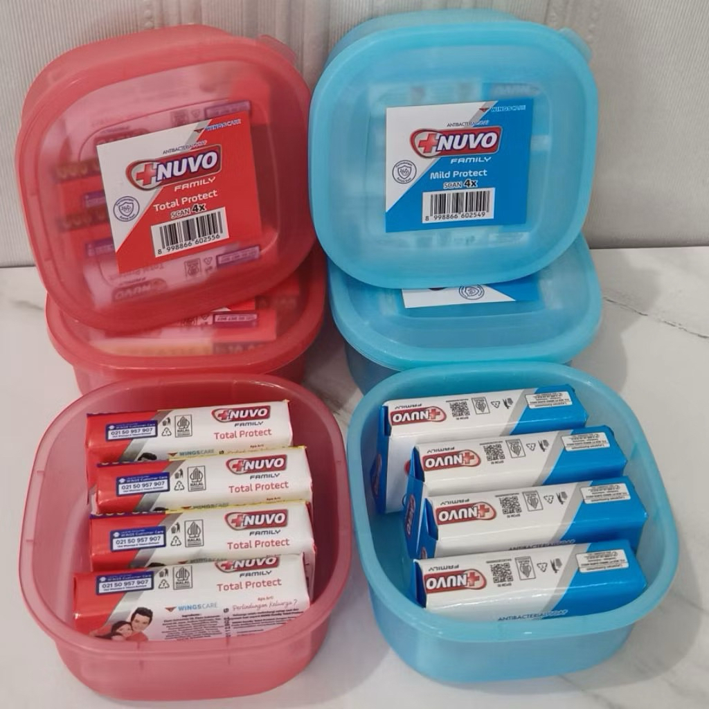 Sabun Mandi Batang NUVO Family 72g FREE Tepak isi 4 - Perlindungan Anti Bakteri, Melembabkan, Aroma 