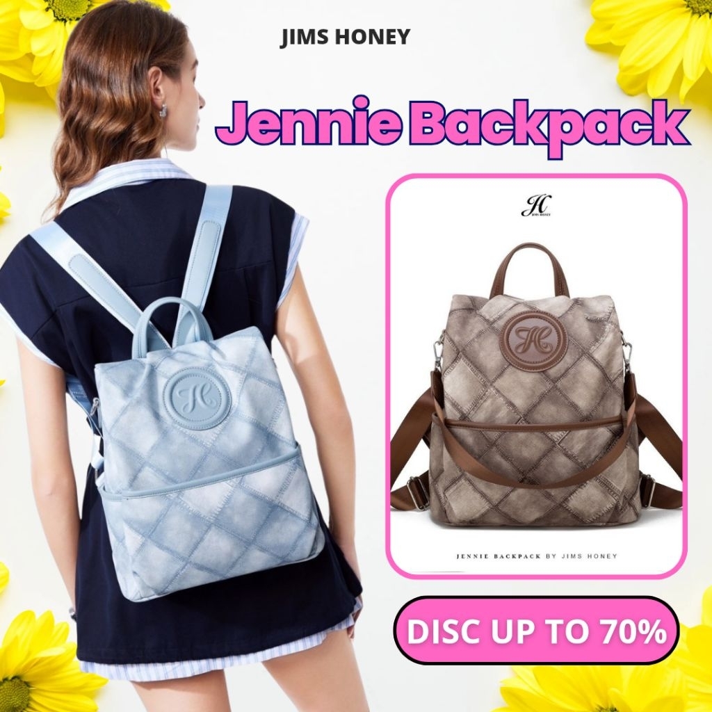 Jims honey Jennie Backpack - Tas Ransel Wanita Anti Maling, 3 in 1 Multifungsi, Cocok untuk Pelajar,