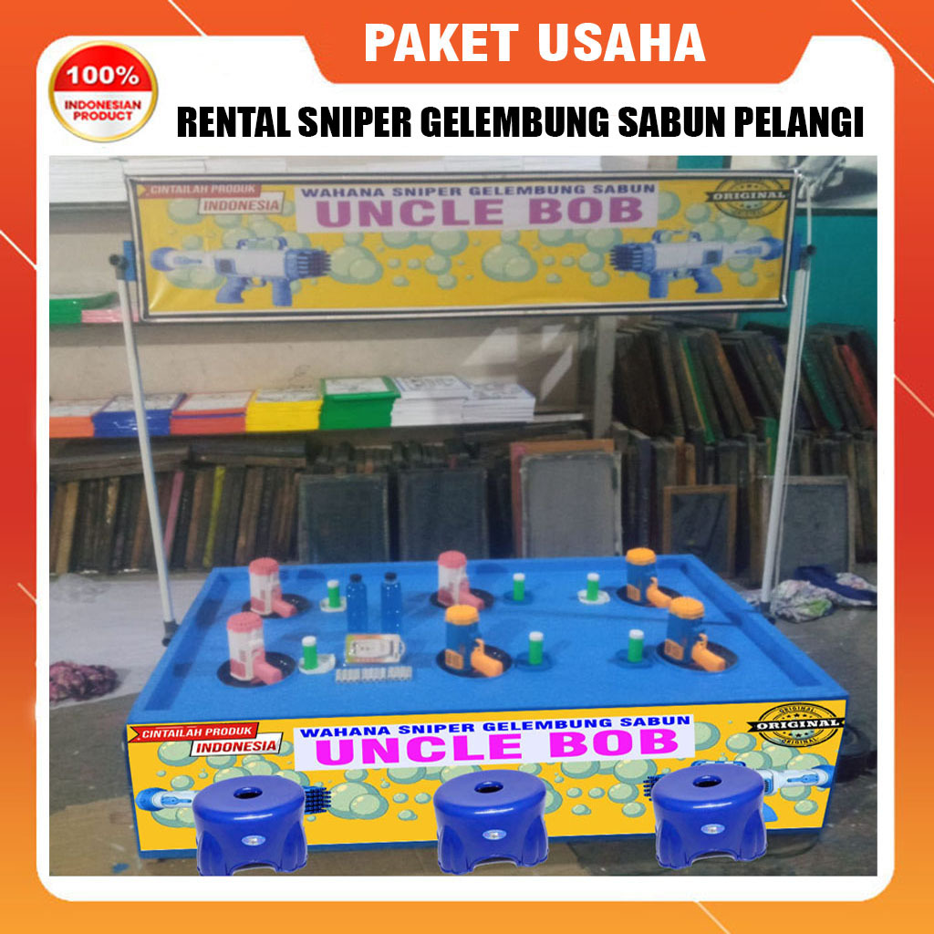 Wahana mainan pasar malam Sniper gelembung sabun pelangi