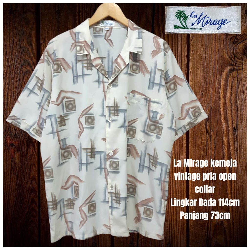 La Mirage kemeja vintage pria open collar