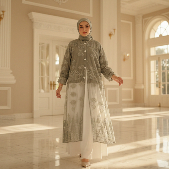 Aluna Long Tunik Busui Friendly Tunik Brokat-Atasan Wanita