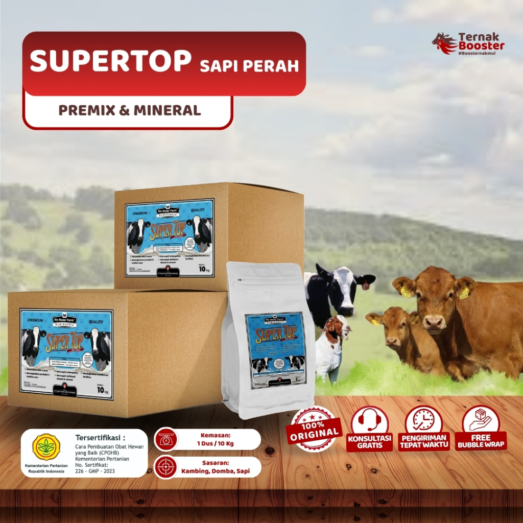 Super Top Sapi Perah 10 kg - Premix Mineral Sapi Perah Premium Peningkat Produksi
