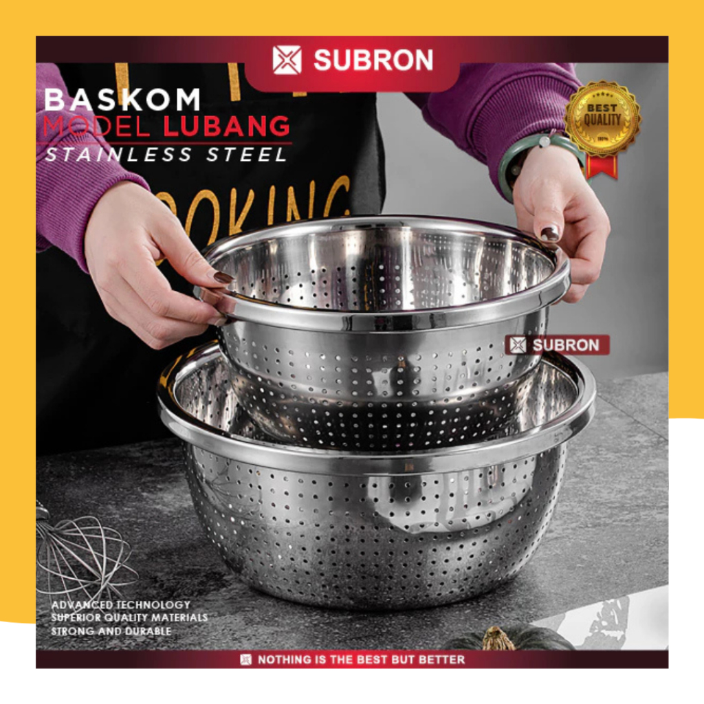 Baskom Lubang / Baskom Bakul Stainless Saringan Sayur/Baskom Beras