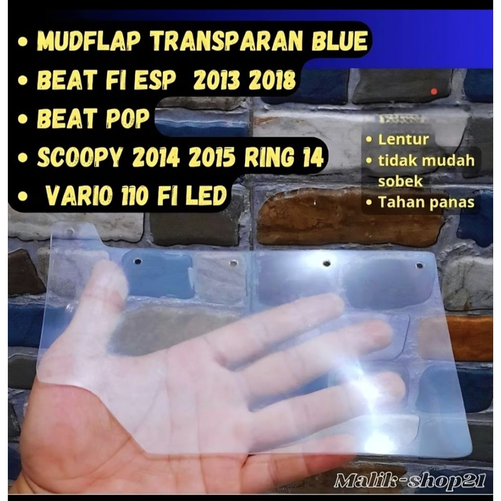 MUDFLAP BEAT FI ESP 2013 SAMPAI 2018 TRANSPARAN BLUE