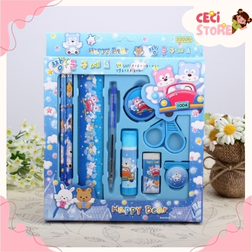 2009 Pencil Set 9 In 1 Alat Tulis Sekolah Anak Lengkap