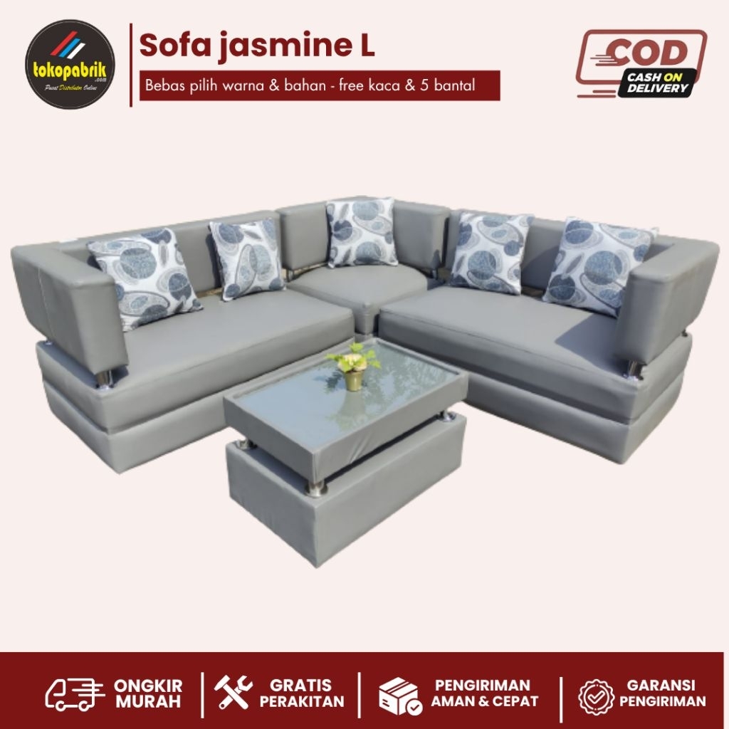 Sofa Tamu Sofa Jasmine sudut L Minimalis Free Custom warna Sofa Minimalis kursi tamu murah