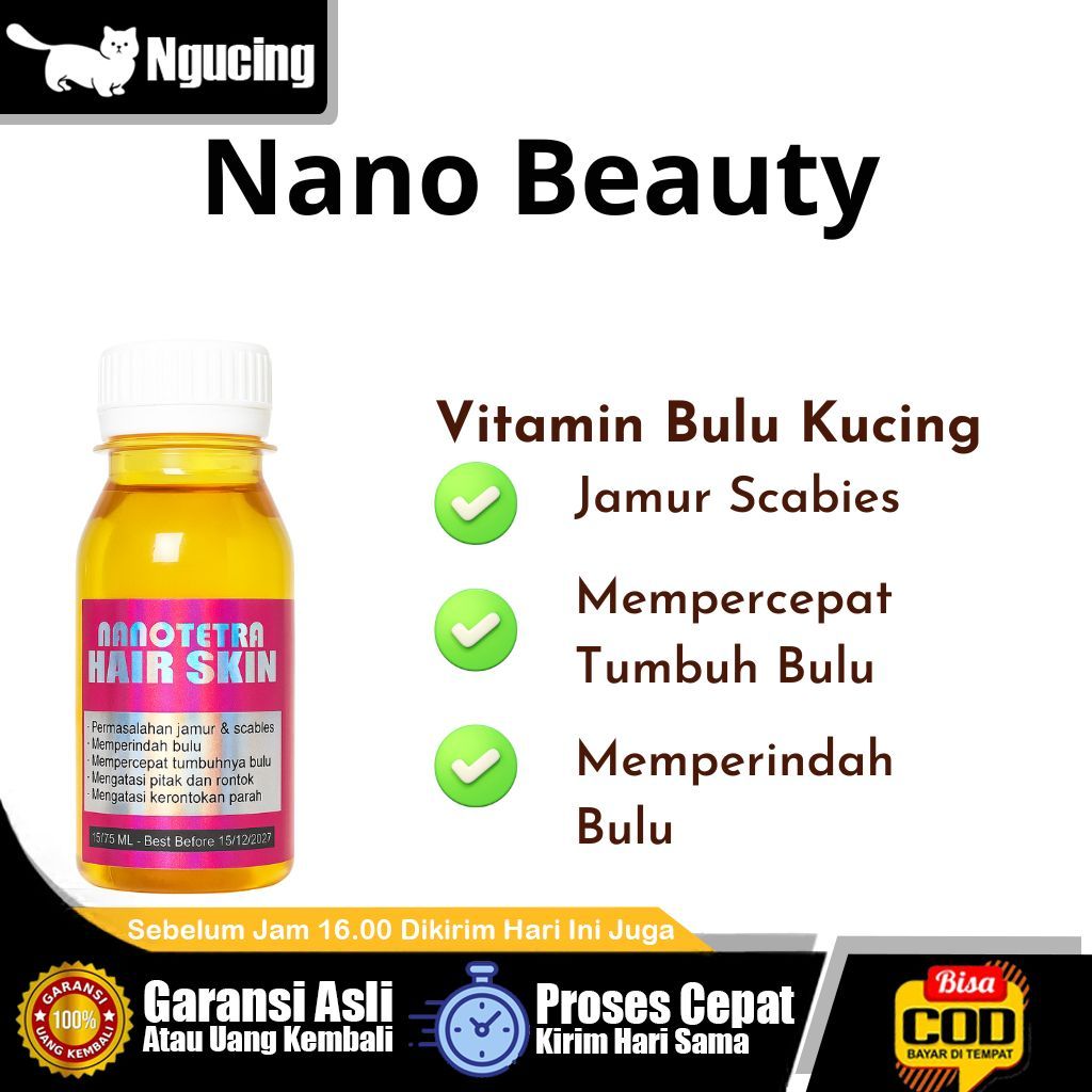 Vitamin Bulu Kucing untuk jamur scabies dan bulu ampuh Nano Beauty