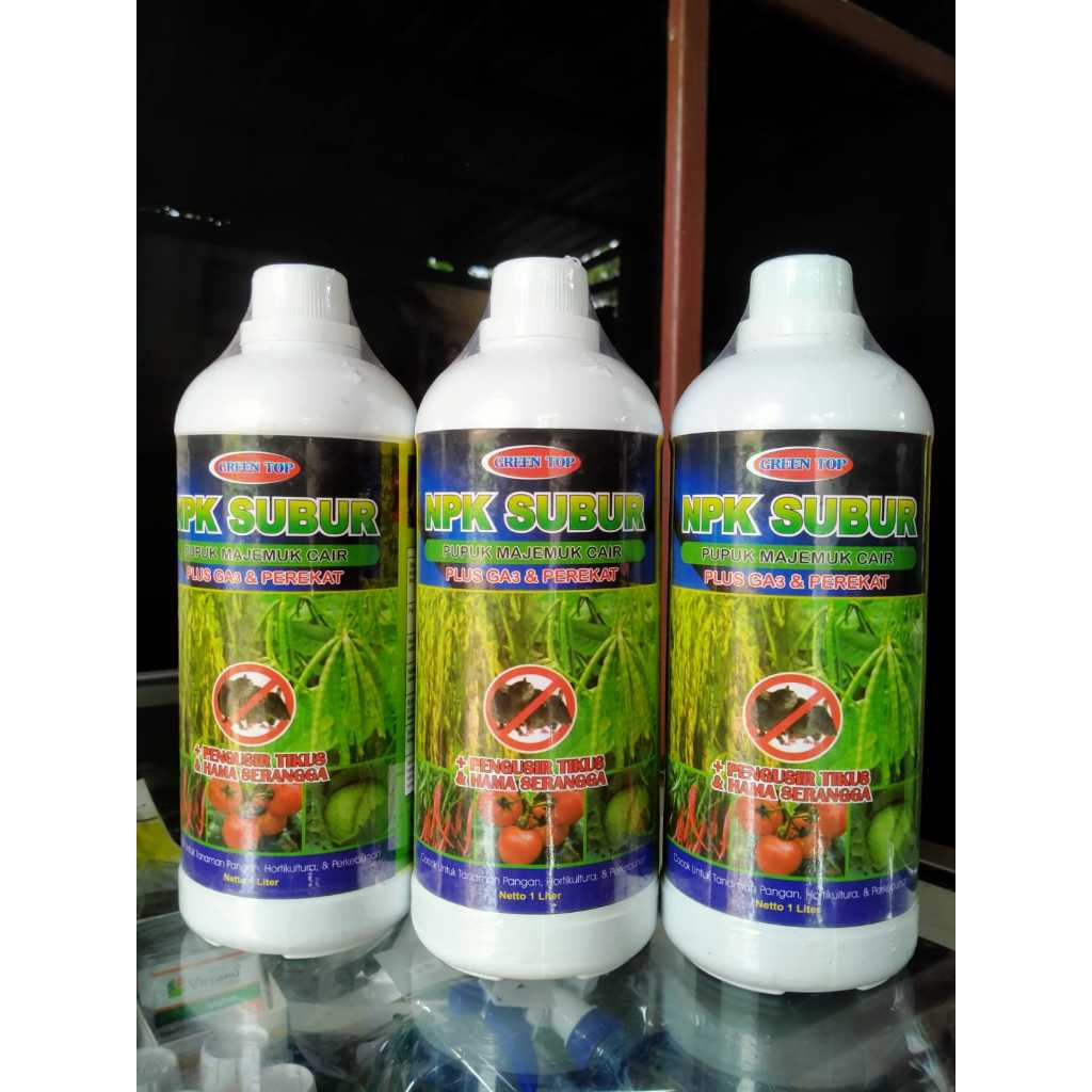 Pupuk Cair NPK Subur 1 LT, Pupuk Majemuk Cair Plus GA3 dan Perekat, Plus Pengusir Hama Tikus dan Ser