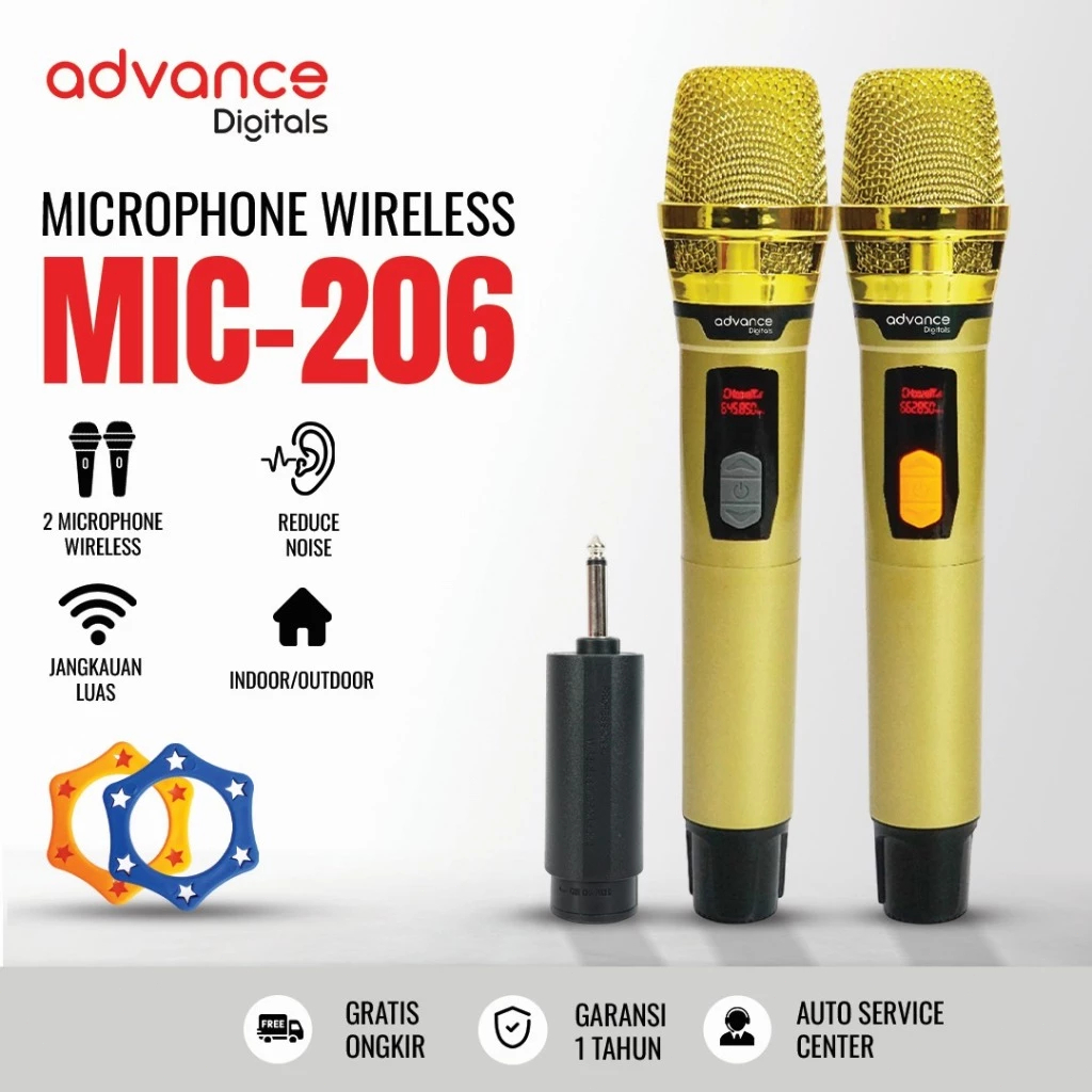 Advance MIC206 Mikrofon Wireless Dual Suara Jernih Noise Cancelling Untuk Karaoke Live Streaming Typ