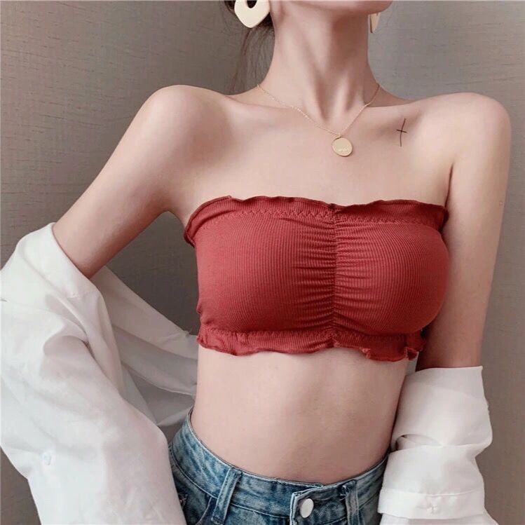Bra Kemben Pengait Belakang Bandeau Seamless Bra Gelombang Free Tali Transparan