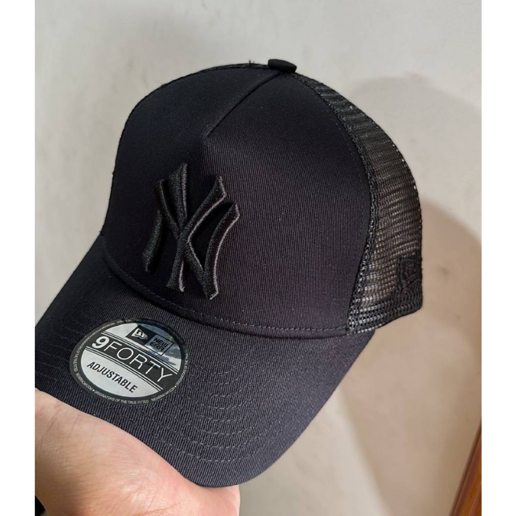 Topi Baseball Mlb Ny Trucker Full Black Original black caps / TOPI PRIA WANITA / TOPI FULL SET