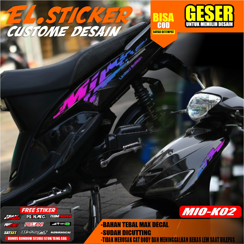Striping Mio Sporty Transparan UV Bahan MaxDecal Model Minimalis Warna Pink|Biru Ready Stok Mio-K 02