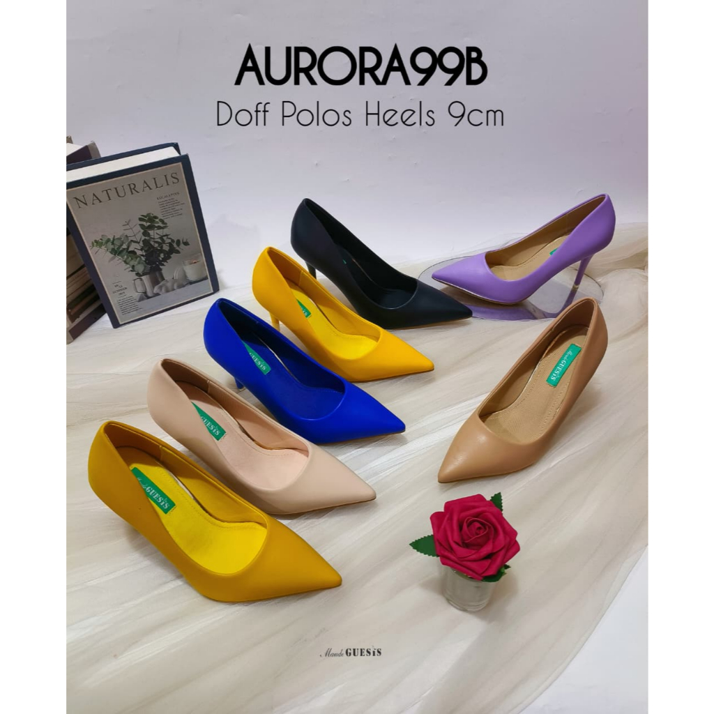 Maude Guesis Aurora99 ~ Pansus Import Wanita Dove Kulit Heels 9cm