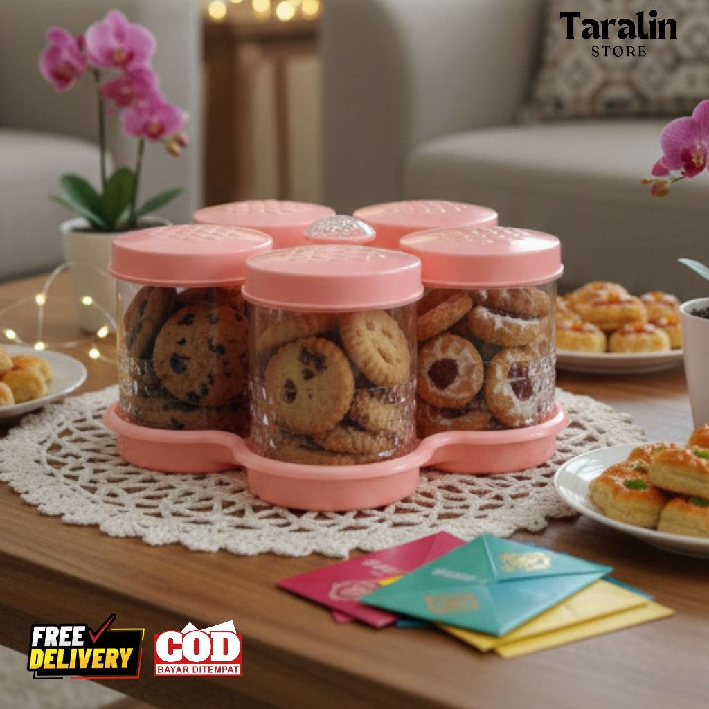 Calista Toples 5 Daun Set Tutup Rapat Food Grade | Toples Calista Daun